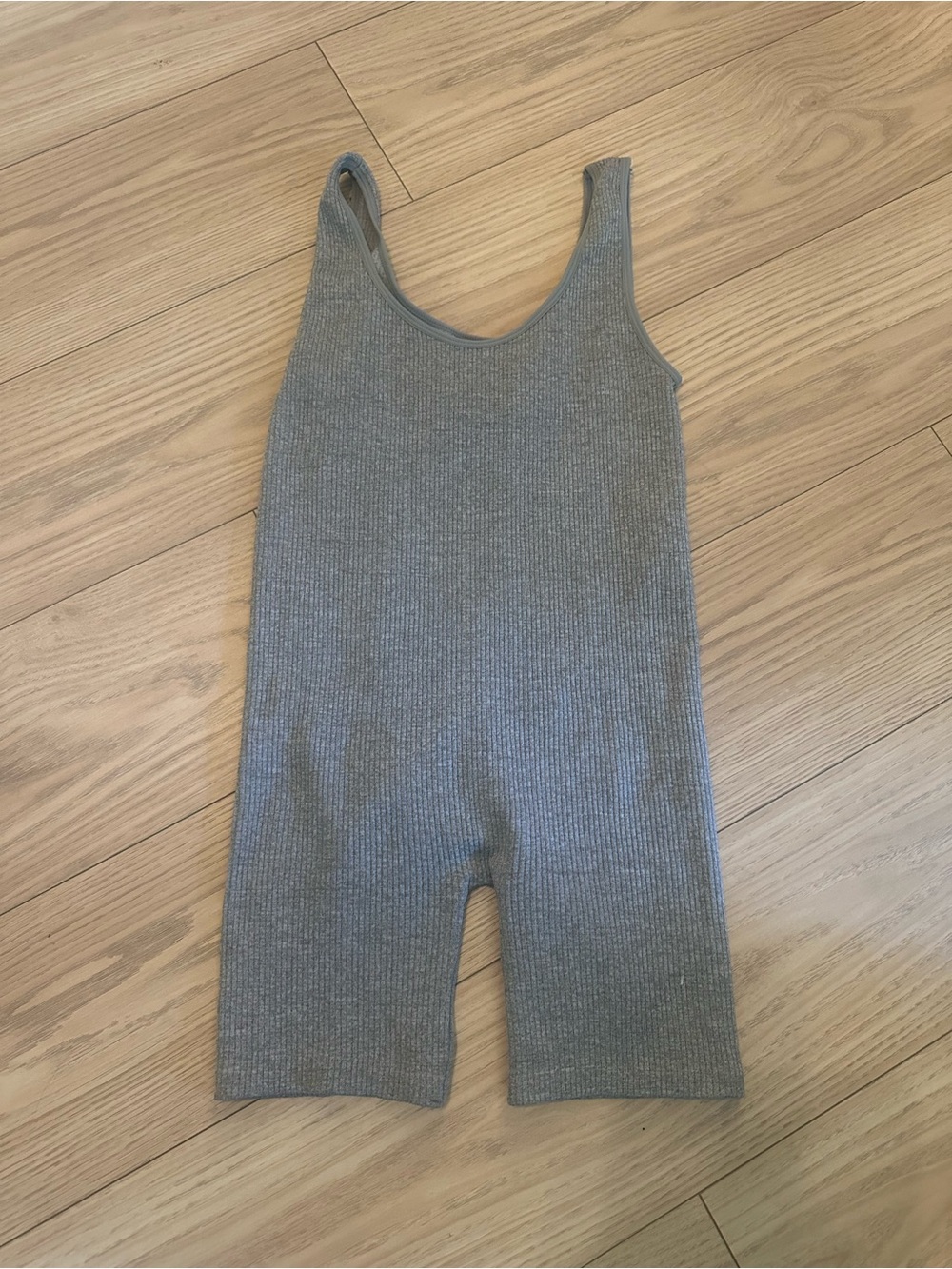 Ribbed Knit Sleeveless Romper — Gray